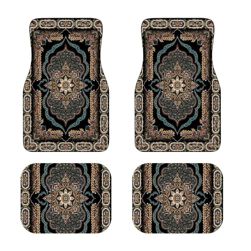 4Pcs Heavy Duty Persian Carpet Bohemian Car Floor Protector Rugs  for Front Rear Seats