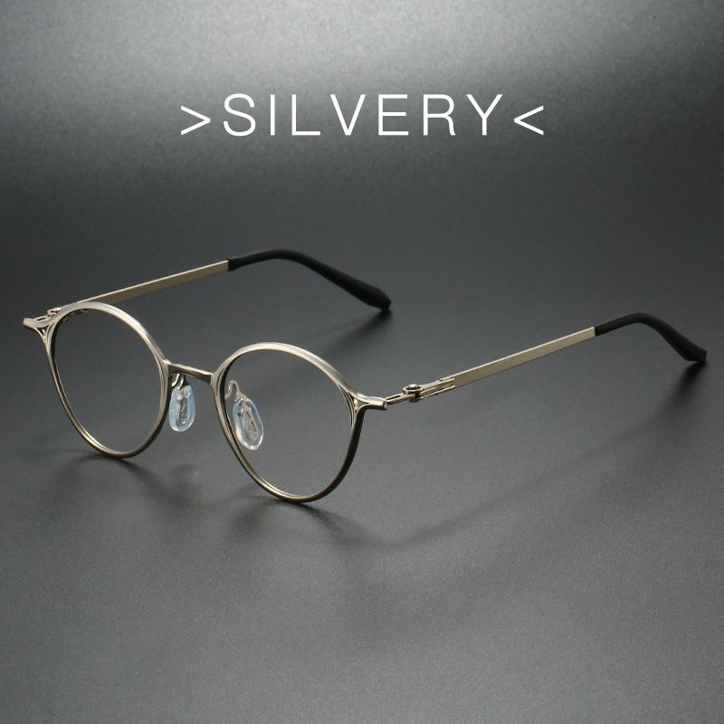 

Japanese literary and artistic small round frame glasses frame men s fashion trend ultra-light matching degree metal myopia glasses frame women срібний