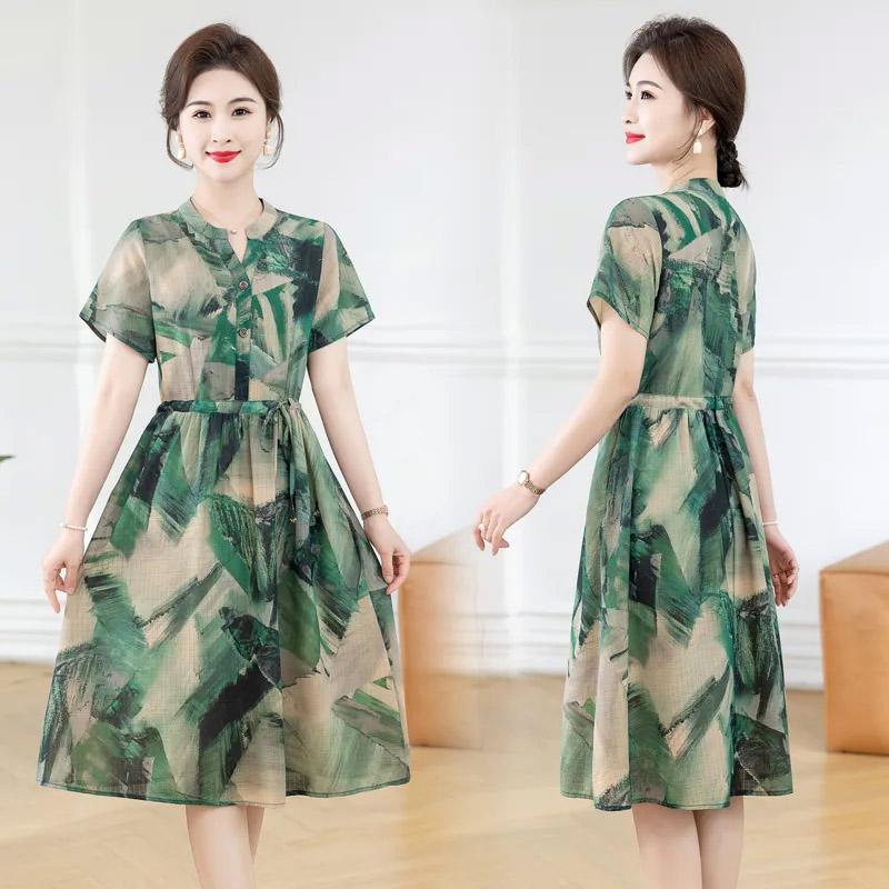 Sukně pro ženu Léto Nadměrná velikost Volná Květinová Vintage Sukně Ležérní Tištěná Měkké Dlouhé Dovolenkové Šaty