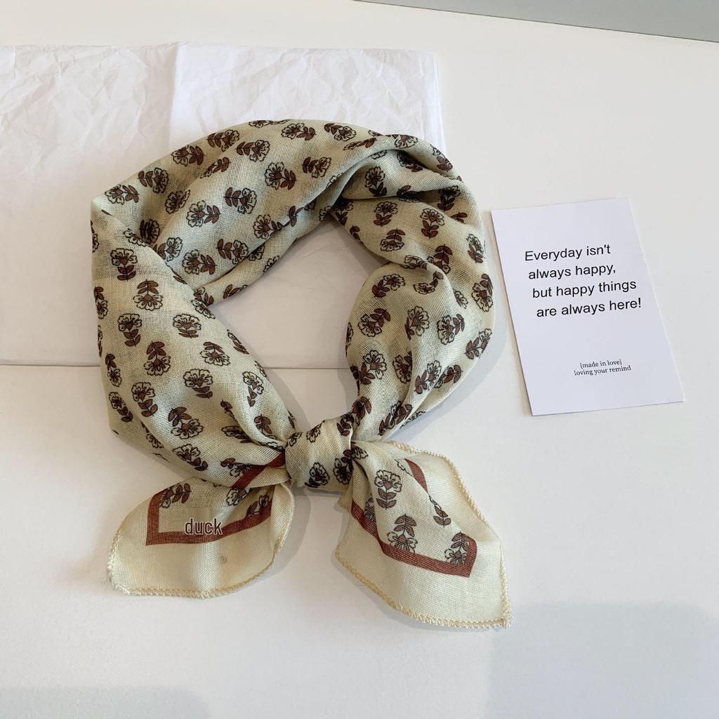 Retro Black Rose Cotton Silk Square Scarf for Women - Lightweight Summer Layering Neck Scarf