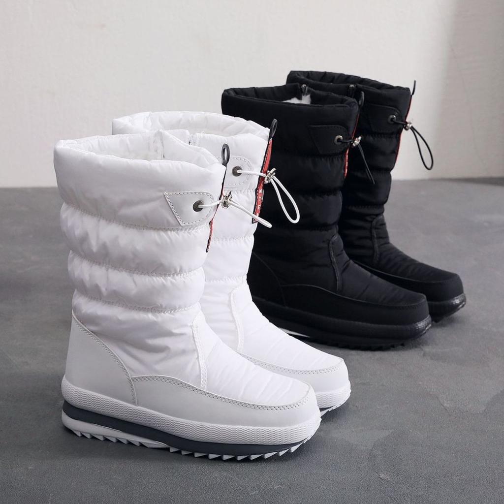 Waterproof Round Toe Platform Half High Plush Women'S Snow Boots Trend  Large Size Warm Winter Non Slip New In Ladies Shoes