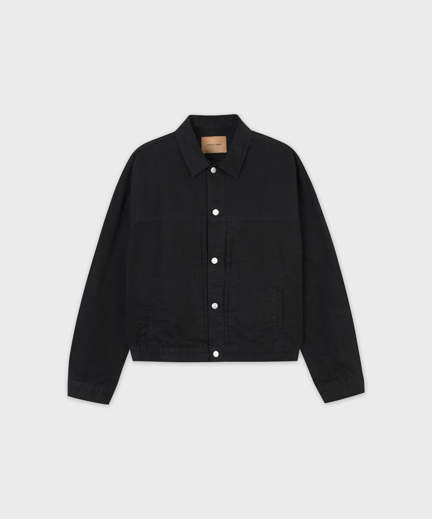 PROJECT3 Compact Twill Trucker Jacket [Black]_Tj0802
