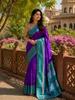 Women's Soft Silk Saree with Kolam Zari Woven Motifs, Silver Temple Pallu, Golden Zari Border & Brocade Blouse