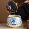 High-grade Ru kiln ceramic simple household retro water basin tea washing Jianshui light luxury tea water tank tea bucket kung fu tea residue tank
