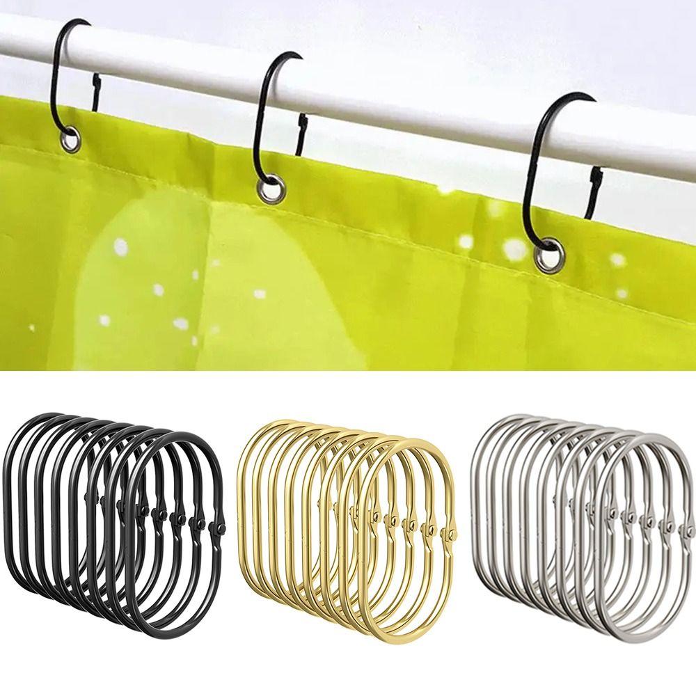 12 ks Kovové oválné sprchové háčky Hladce kloužou Věšáky na tyč na sprchový závěs Sprcha