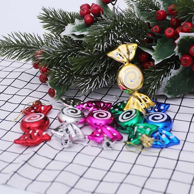 Nice 6x Electroplate Painted Candy Props Christmas Hanging Tree Pendants Decor