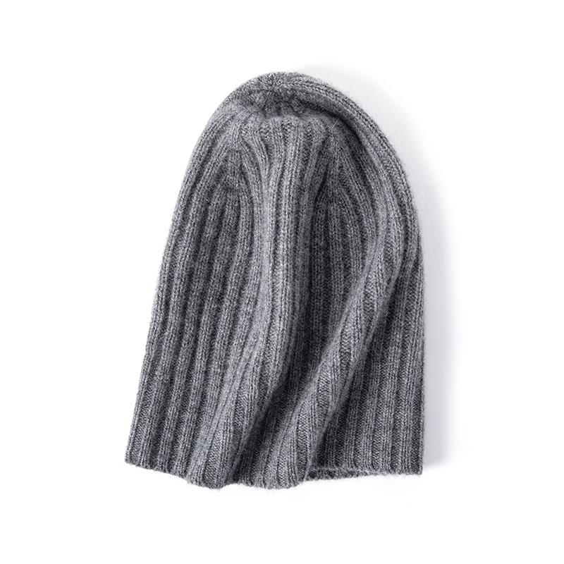 Women 100% Pure Cashmere Beanie Hat Rib Knit Slouchy Fit Winter Warm Soft Skullies Cap Cold Weather Accessory