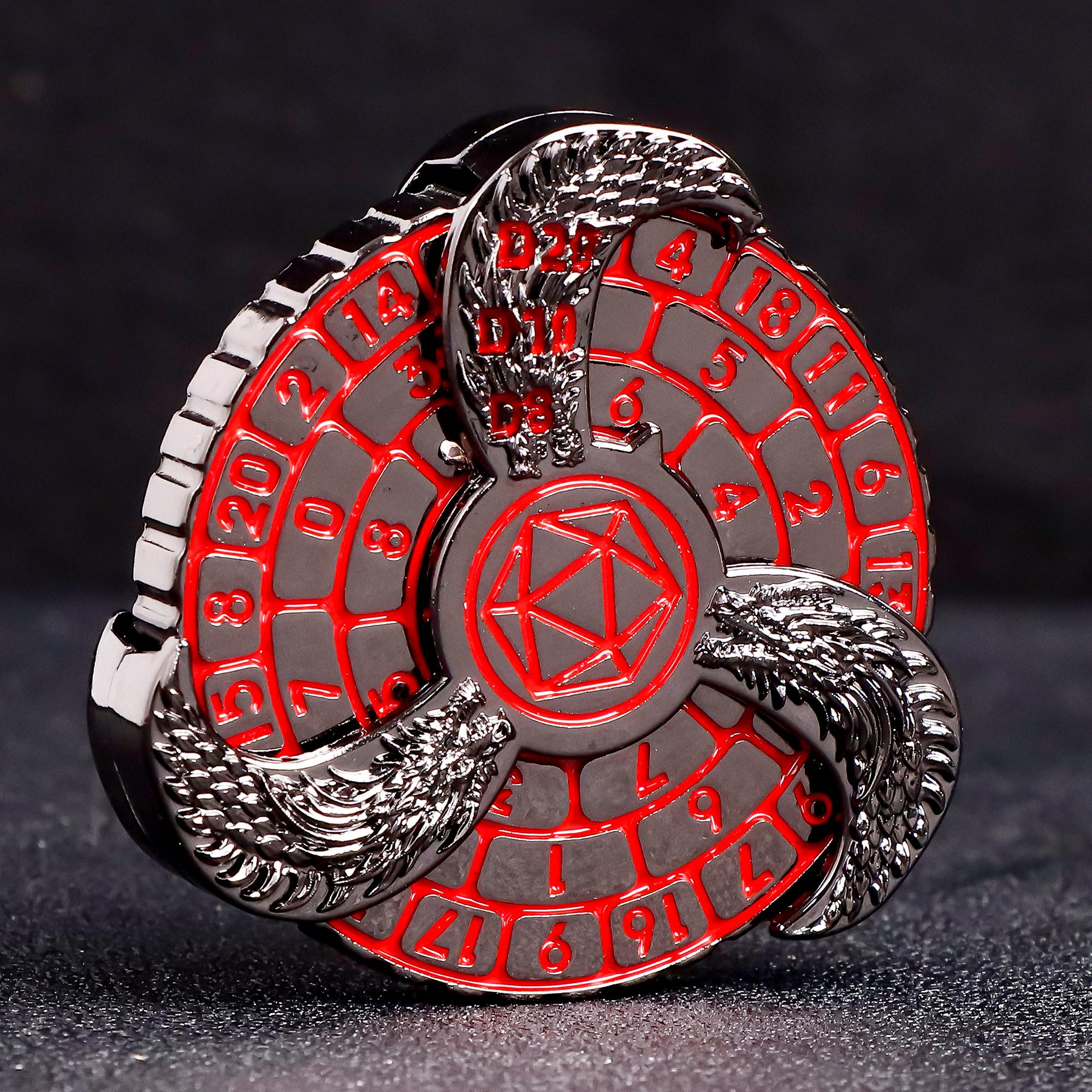 

Рулеточные кости Fingertip Gyro для Dungeons and Dragons, металлические игральные кости DND Spinner, набор игральных костей Dragon Compass для подарков красный