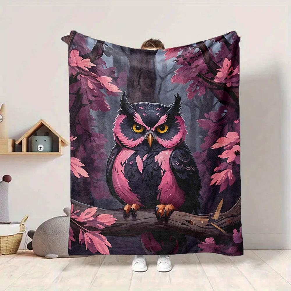 1pc Fantasy Owl Artwork Blanket - Lightweight Flannel Fleece with Digital Printing, Soft Warm for Sofa, Travel, Camping, Office yy251018267