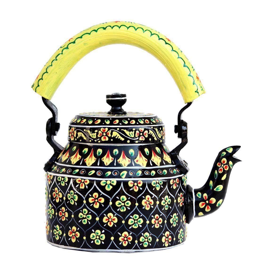 

Дизайнерский алюминиевый чайник ручной росписи для чая/кофе, для домашнего декора, для подарка на Дивали, вместимость 1 л,