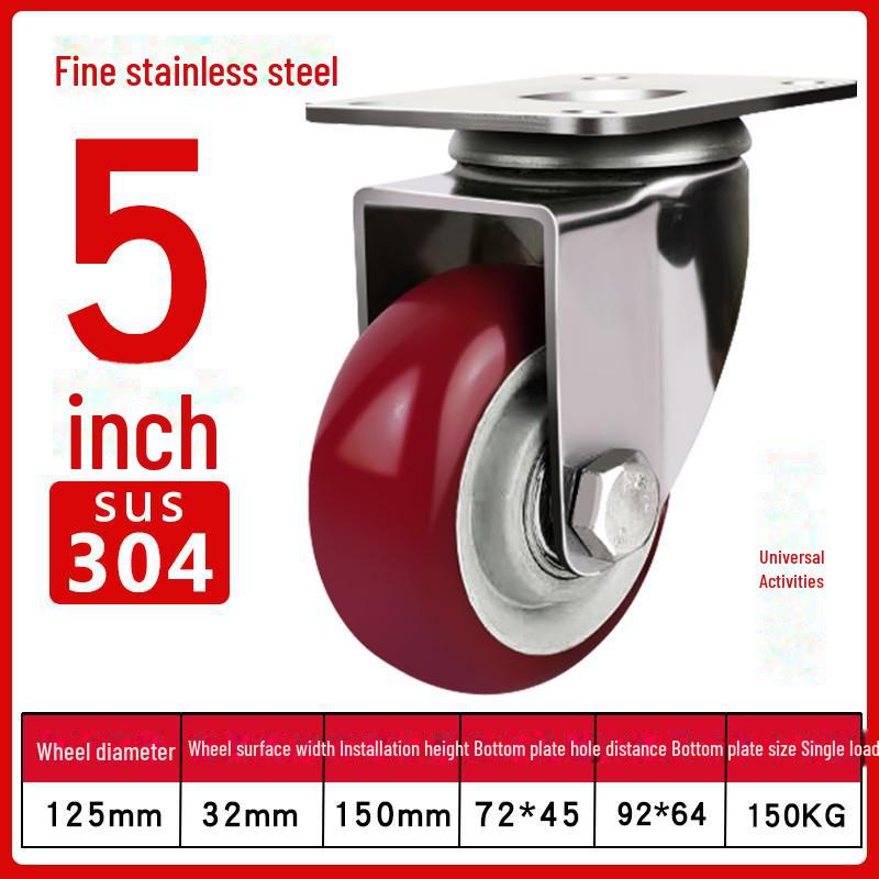 Medium 304 Stainless Steel Silent Caster Wheels with Brakes - Available In 3", 4", and 5" Sizes (Anti-Rust & Labor-Saving)