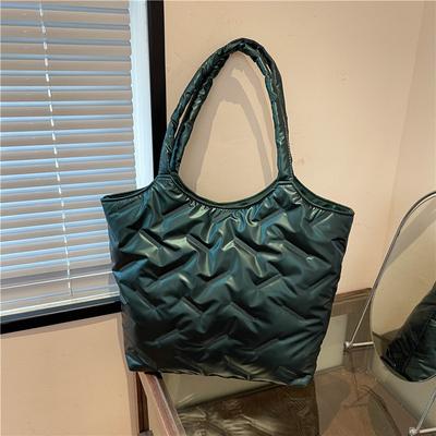 Glossy Cotton Clothes Bag Women's 2025 Winter New Fashion Shoulder Portable Women's Bag Large Capacity Tote Bag Bag