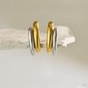Mix Color Double Layer Earrings Gold Silver Huggie Earrings Geometric Earrings  Trendy Accessories