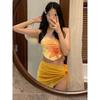 Yan 1011 New Swimsuit Women's High-end Printing White Super Sexy Bikini Three-piece Seaside Vacation