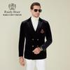 [Velvet] 2025 Autumn Men's Patchwork Embroidered Collar Western Suit Coat