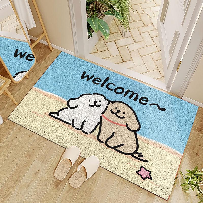 Cartoon Dog Diatom Mud Floor Mat Welcome Carpet for Living Room Entryway Non-Slip Bathroom Shower Area Footpad Kitchen Decor Rug