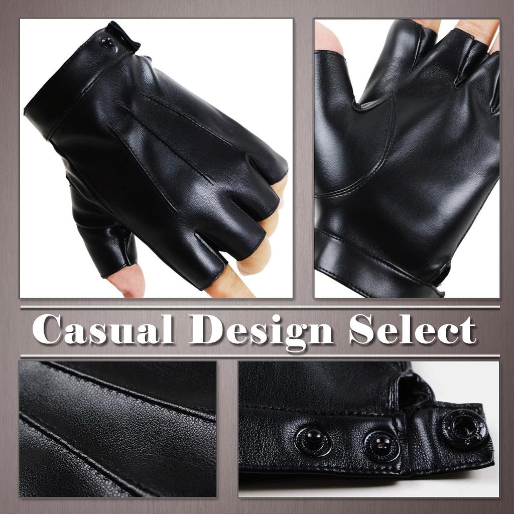 One Limitation Fingerless Leather for Men and TG178 Gloves, Shiny, Rock/Punk, Women, (Gold)