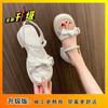2025 new summer sandals for women are comfortable to wear, thick-soled soft-soled with skirts, bows, Roman beach shoes for women