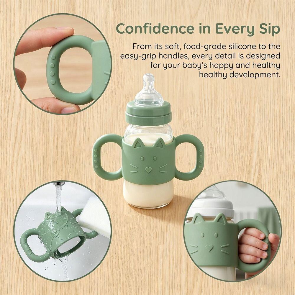Dual Handles Bottle Handle Sleeve Silicone Cup Holder for Dr. Brown’s 8 Oz/4 Oz Baby Feeding