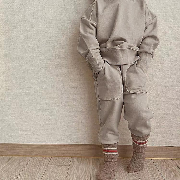 Children's Autumn Casual Korean Hoodie Set - Boys & Girls Two-Piece Long Sleeve Outfit