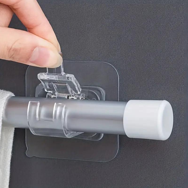 Curtain Rod Clip Self Adhesive Hooks Punch-free Curtain Rod Clip Hook Window Curtains Wall Hanging Holder Household Accessories