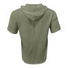 Men's Summer Solid Color Pockets Cotton Linen Short Sleeve Button Hooded