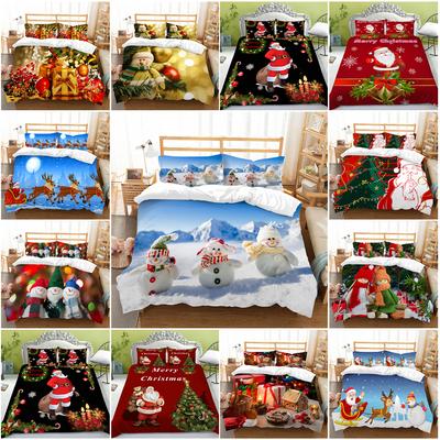 3D Christmas Bedding Set Santa Claus Quilt and Pillowcase Bed Sheet/double Bed Full Size 2/3 Pieces Home Decoration