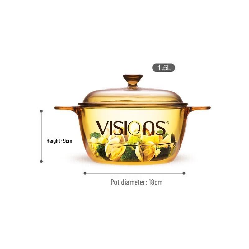 Corning VISIONS 1.5L Crystal Series Transparent Glass Pot