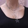 Punk Multi-Layered Chain Necklace Women Silver Butterfly Cross Angel Pendants Hip Hop Grunge Street Jewelry