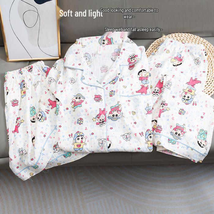 Kariertes Hello Kitty Pyjama-Set - Damen Kurzarm Frühling/Sommer 3-teilig