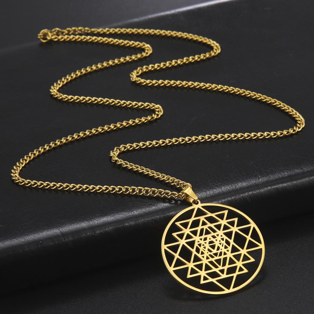 Dawapara Sri Yantra Yoga Halskette Shri Chakra Mandala Hindu Meditation Symbol Amulett Heilige Geometrie Edelstahl Schmuck