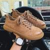 Fashion British Style Flat Designer Driving Shoes Men Minimalist Split Leather Casual Leather Oxford Shoe Comfy Lace-Up Walking Sneakers