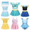 Girls Princess Theme Swimsuit Set for Summer Beachwear Pool Party Kids Jasmine Anna Elsa Rapunzel Belle Swimwear Bathing Suit