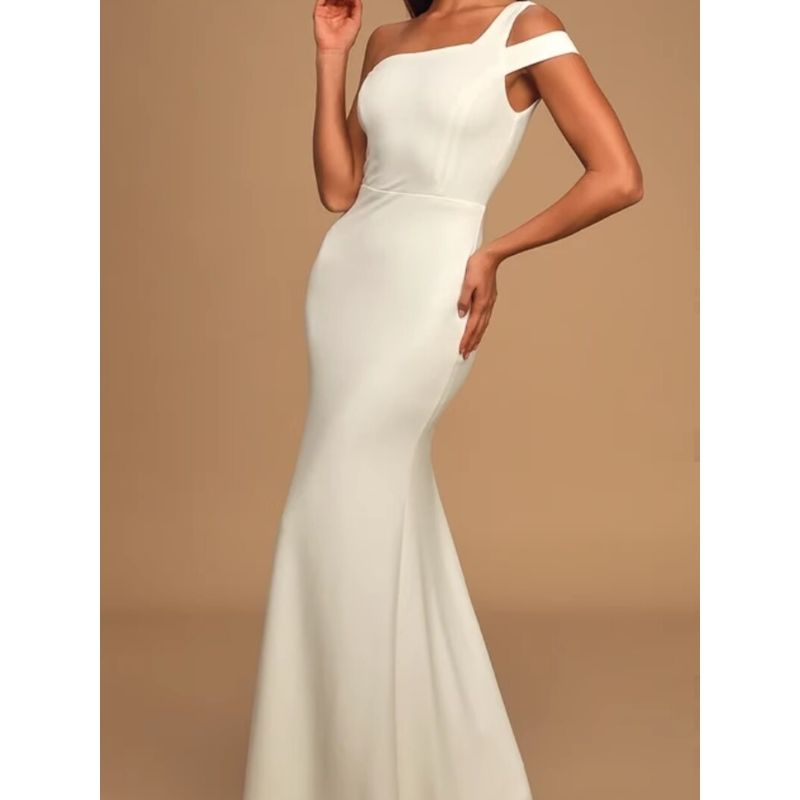 Export Single Lu Home Texture Good Goods Sling Shoulder Sexy off-Shoulder Flattering Dress Long Dress Party Dress