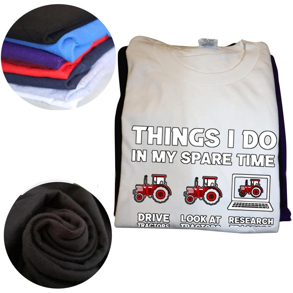 Funny Tractors Lover 6 Things I Do In My Spare Time T Shirt Graphic Streetwear Short Sleeve Farmer Birthday Gifts Summer T-shirt