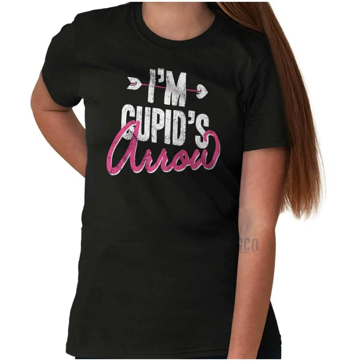 Funny Cupid Single Dating Valentine s Day Womens Graphic Crewneck T Shirt Tee S