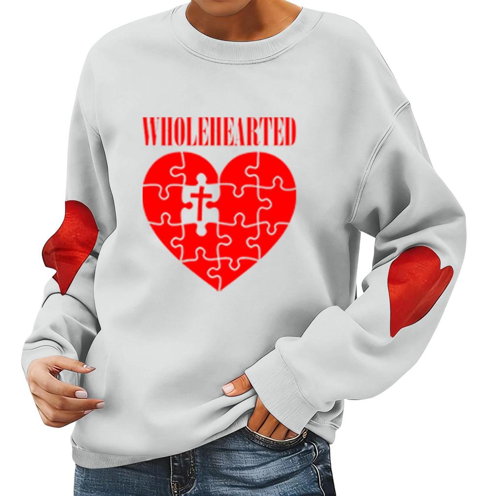 Damen Valentinstag Bedruckter Lässiger Langarm Sport-Hoodie Top