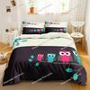 Cartoon Owl Bedding Set 3D Wildlife Print Comforter Cover Bird Animal Duvet Cover King Size Nighthawk Soft Polyester Quilt Cover