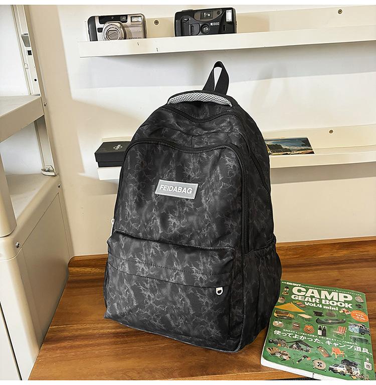 School Bag New Large Capacity Trend Versatile Junior High School Student School Bag Couple Fashion Embossing Simple Casual Lightweight Backpack