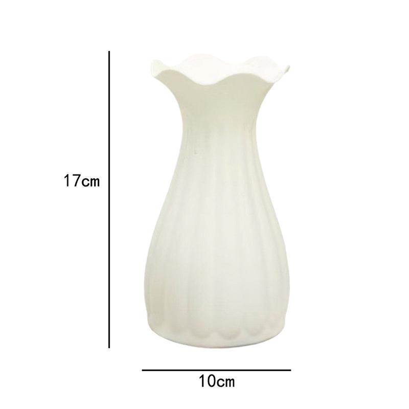Modern Decorative White Flower Bottle Delicate Anti-fall Minimalist Plastic Vase Handicraft Flowers Container Ornament Office