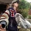 Unisex Vintage Baseballová Bunda Ležérní Oversized Vyšívaná S Potiskem Písmen Styl Mikiny Kabát