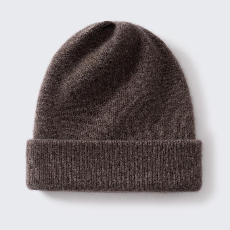 New thickened cashmere cap men's and women's autumn and winter warm head hat pure cashmere big head dome knitted hat