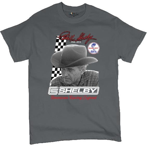 Carroll Shelby Signature T-Shirt GT500 Mustang Muscle Car American Racing Legend Lives Powered by Ford Men's Tee