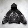 Retro gotická grafická potisk Hip Hop mikina s kapucí pro muže Y2k Grunge Punk ležérní volný pulovr dámská streetwear mikina s kapucí
