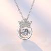 Women's Beating Heart Crown Silver Necklace – Luxury Pendant with Clavicle Chain