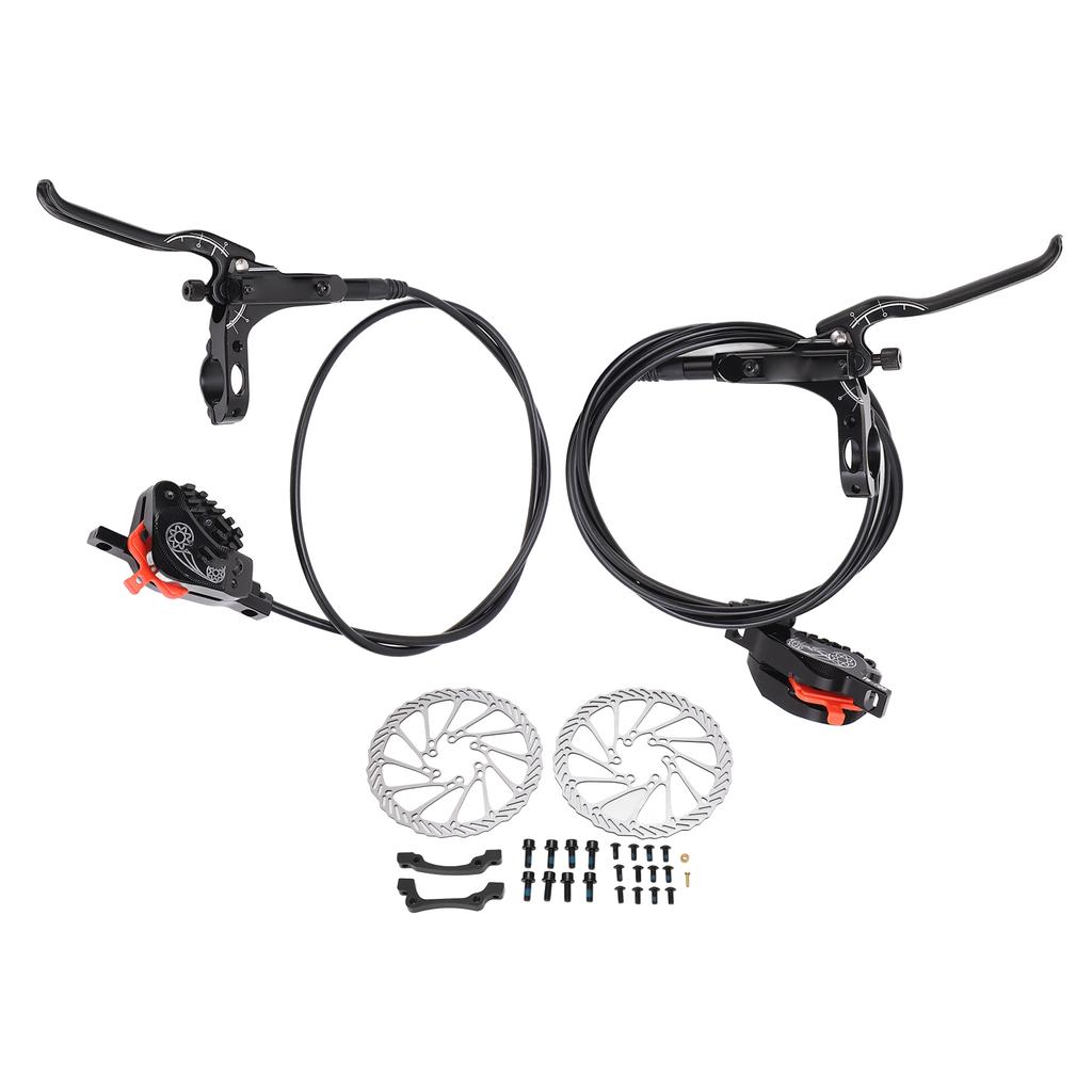 Hydraulic Disc Brake Set Aluminum Alloy 4 Piston Front and Rear Bilateral Hydraulic Brake for Mountain Bike Black