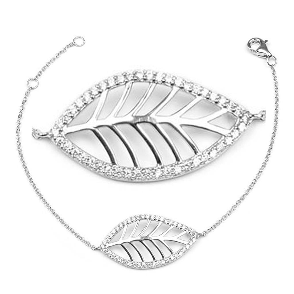 Les Trésors De Lily [M8967] - Silver Bracelet 'Feuille d'Or' Silver White (rhodium-plated) - 28x15 Mm
