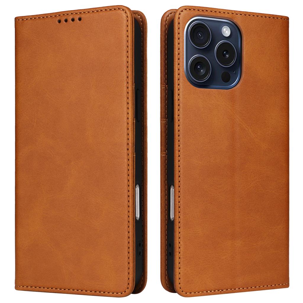 For iPhone 15 Pro Case RFID Blocking Phone Leather Cover Magnetic Closing