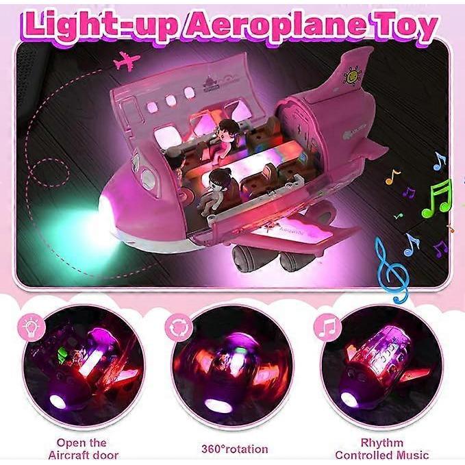 Aeroplane Toys for Toddlers, Electric Toy Airliner Plane 360 Rotating Airplane Vehicles with Light and Music, Electric Aircraft Toy Gift for Kids 3 4