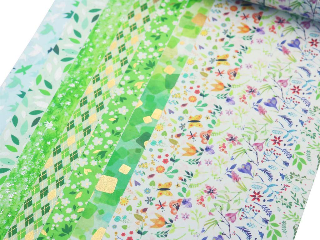 Yubbaex Natural Law Masking Gold Foil Cute 15mm Wide X 12 Rolls Leaves Flying X 12 Tape, Stamp, Design, (Willow Rolls)